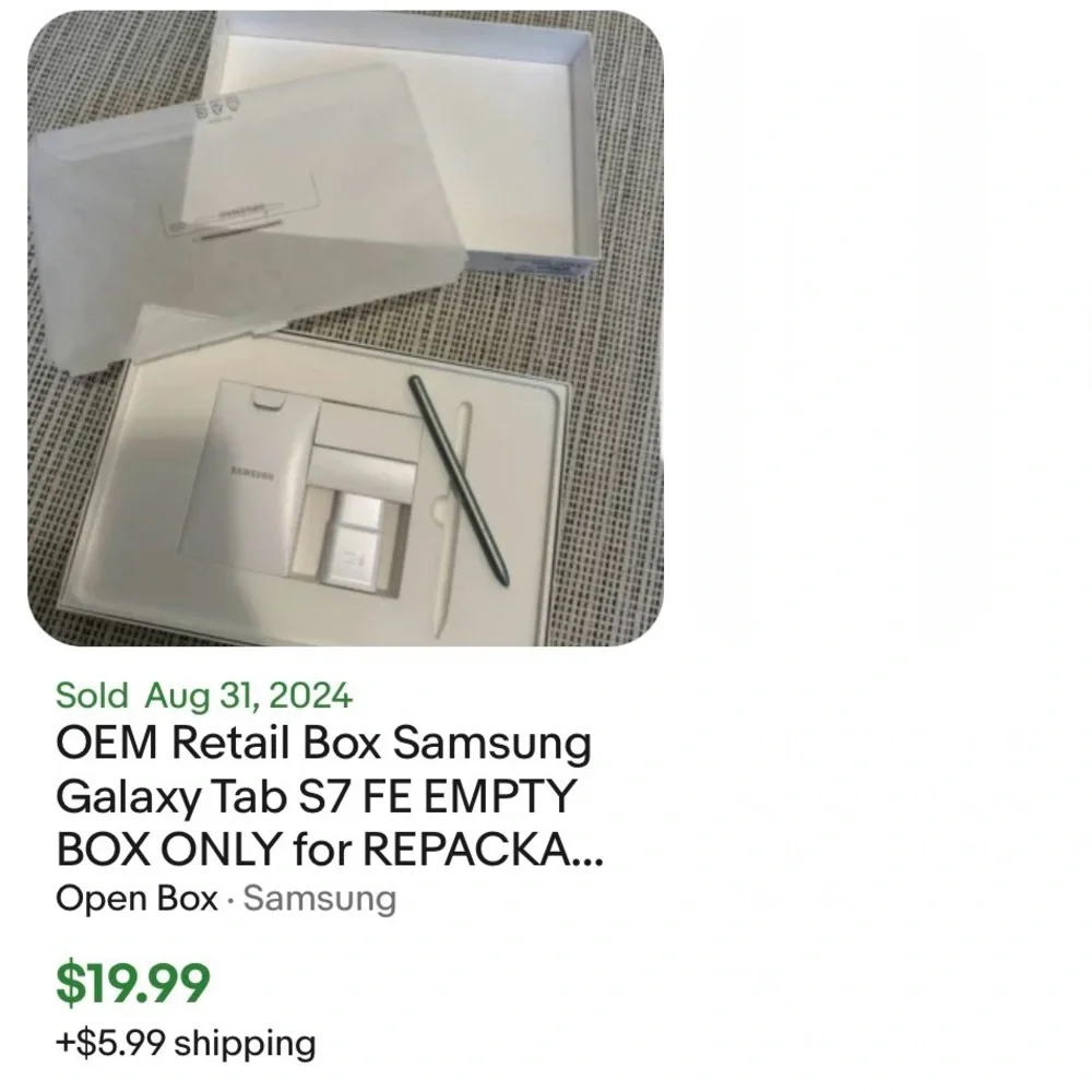 SAMSUNG GALAXY Tab S7 NEW EMPTY BOX WITH KEY & paperwork Gift box